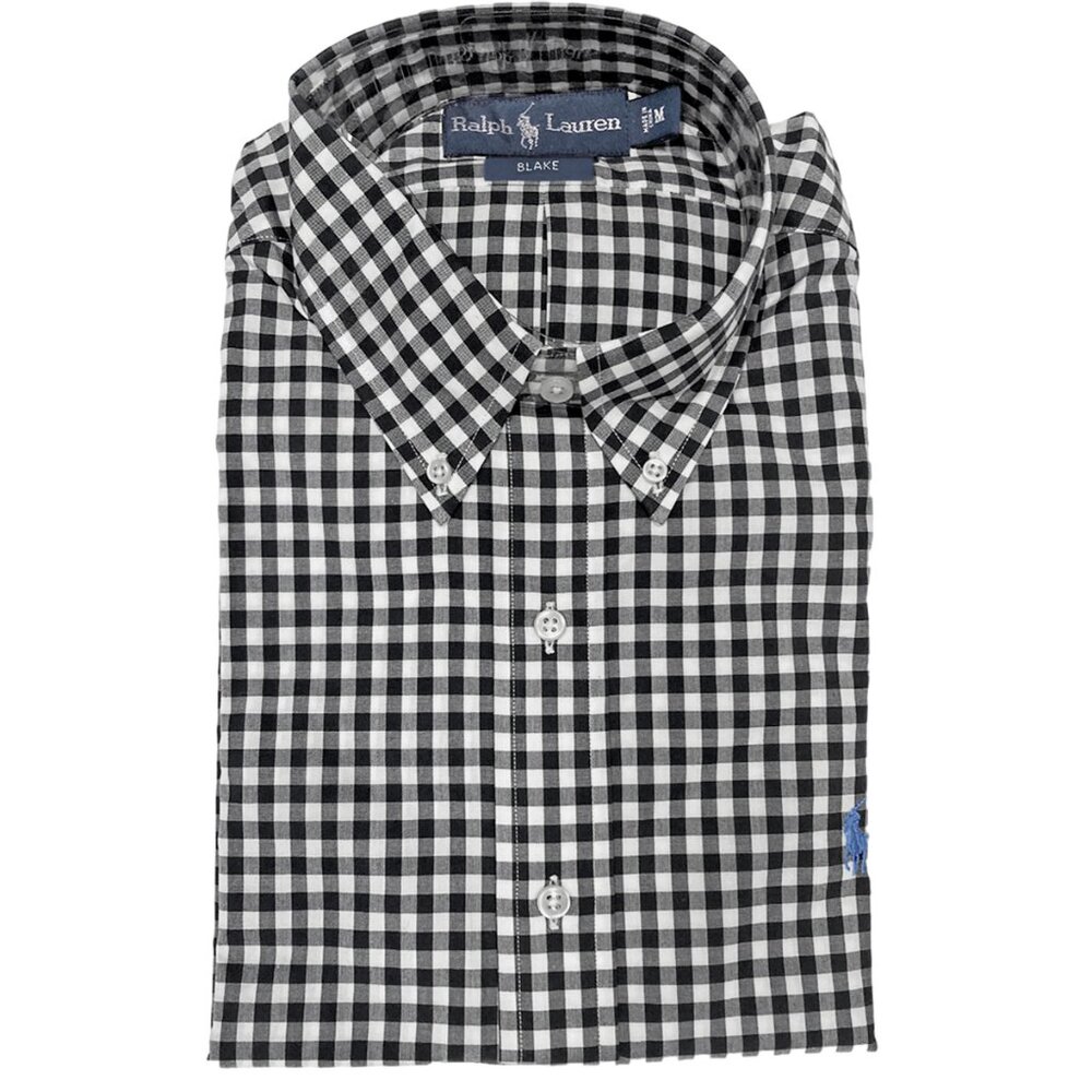 NEW Vintage Polo Ralph Lauren Blake Shirt! Black & White Gingham Plaid ROOMY FIT